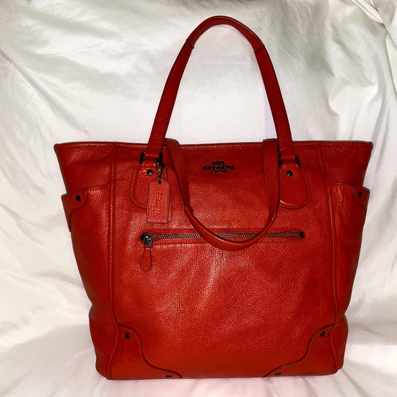 COACH 100% AUTHENTIC LEATHER LARGE MICKEY TOTE - Picture 10 of 11